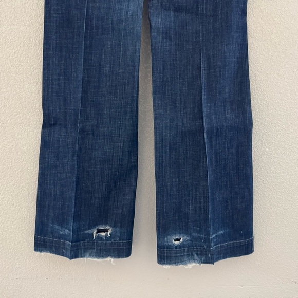 7 For All Mankind Dojo Jeans Low Rise Flare Western Y2K Dark Denim Blue 30 - Picture 12 of 16